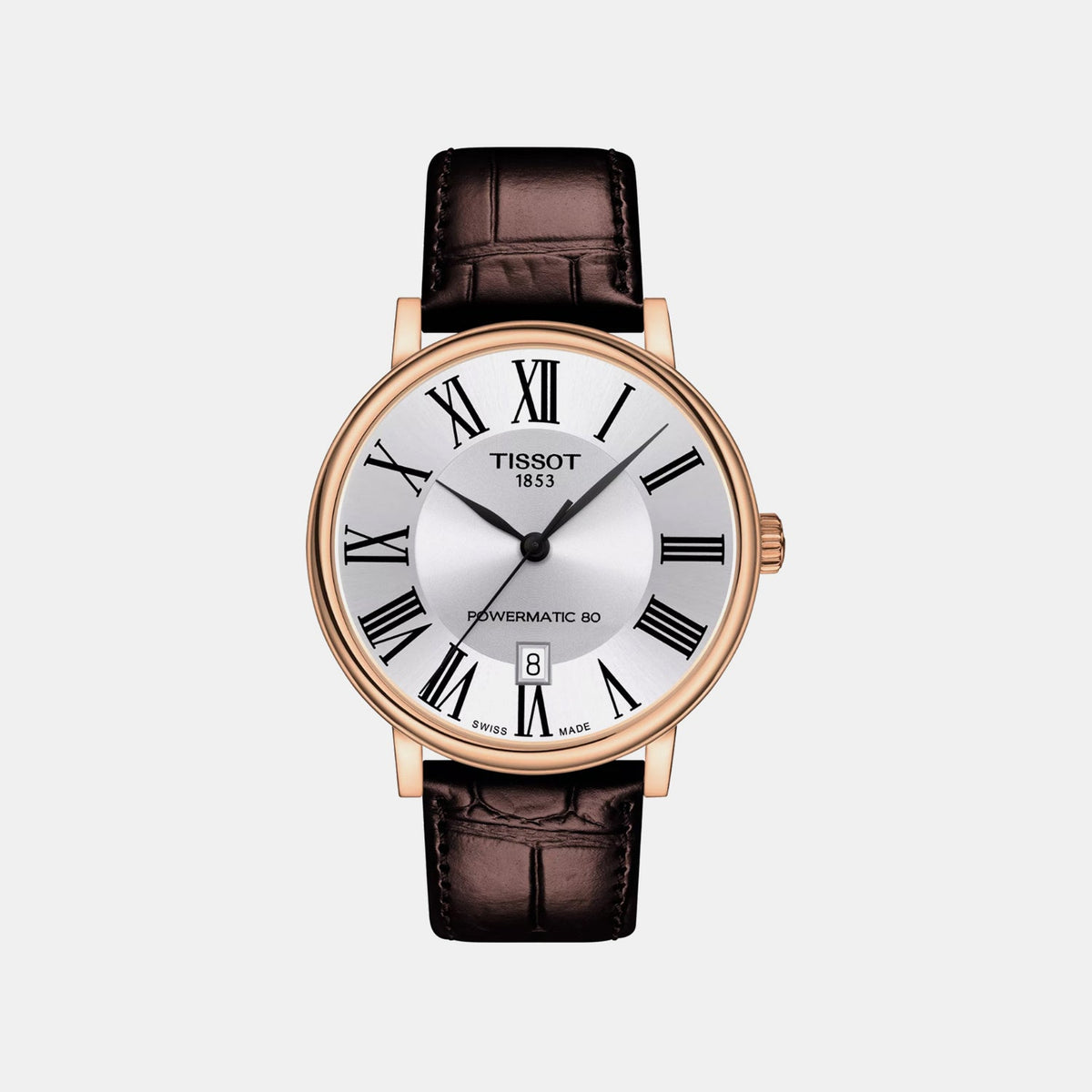Carson Men Automatic Silver Dial Analog Leather Watch T1224073603300