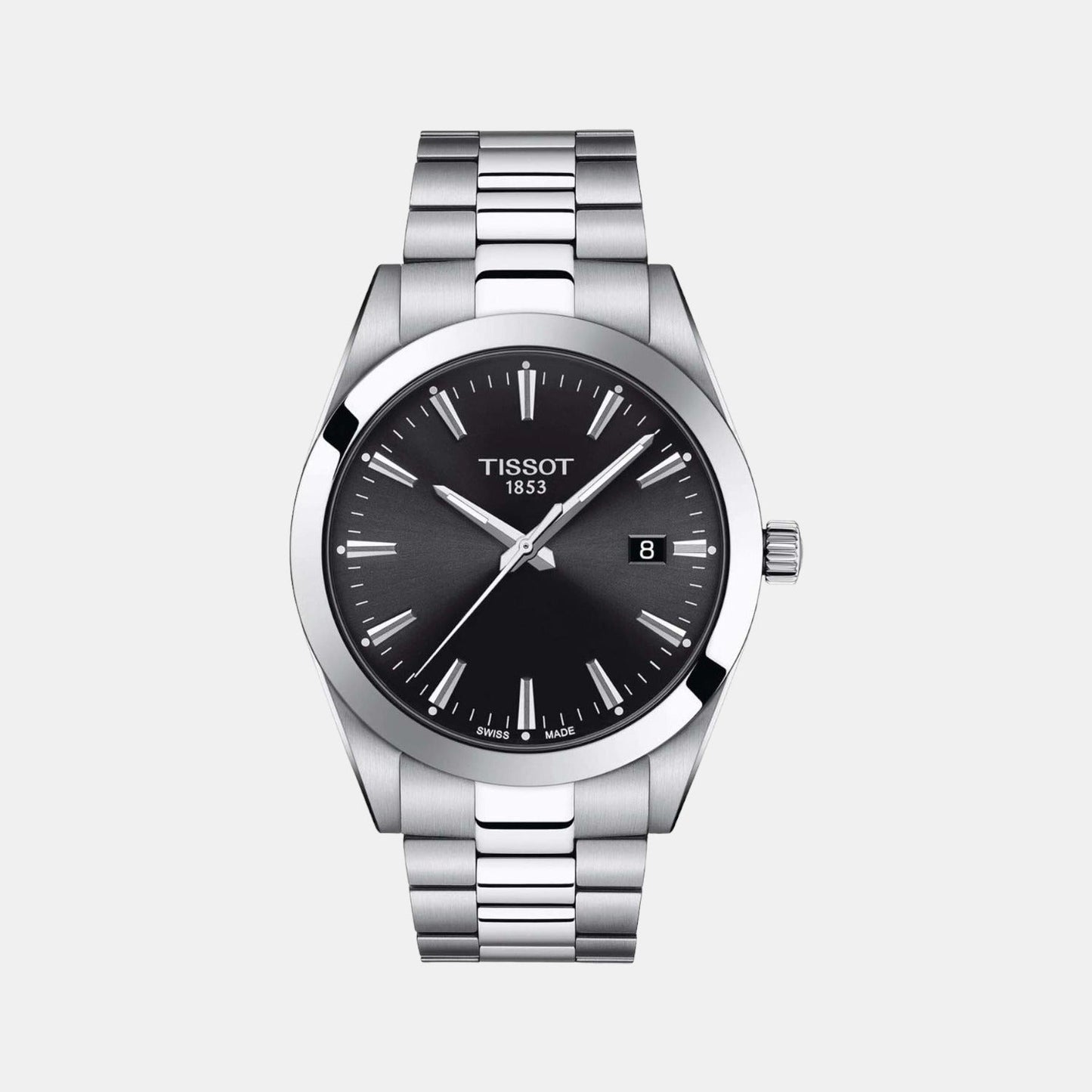 Tissot Gentleman Men Quartz Black Dial Analog Stainless Steel Watch T1274101105100