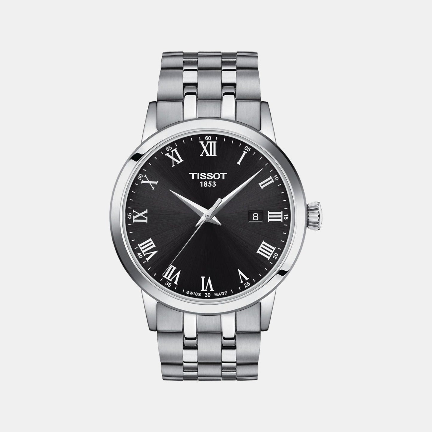 Classic Men Quartz Black Dial Analog Stainless Steel Watch T1294101105300