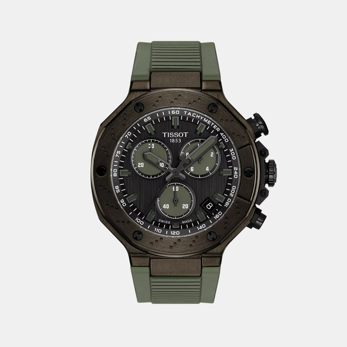 T-Race Men Quartz Grey Dial Chronograph Silicone Watch T1414173706102
