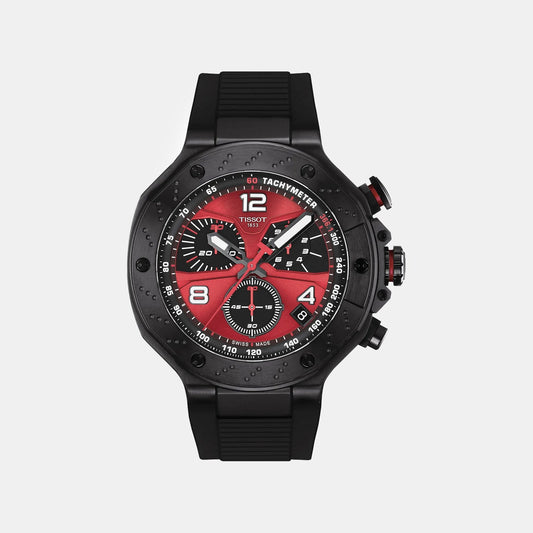 Sport Men Quartz Red Dial Chronograph Silicone Watch T1414173742200
