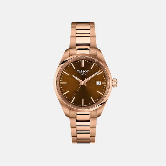 PR 100 Unisex Quartz Brown Dial Analog Stainless Steel Watch T1502103329100