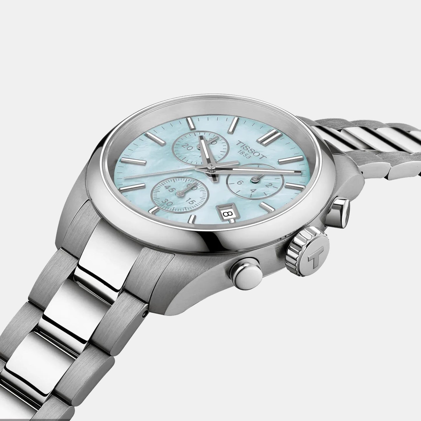 Pr 100 Women Quartz Blue Dial Chronograph Stainless Steel Watch T1502171113100