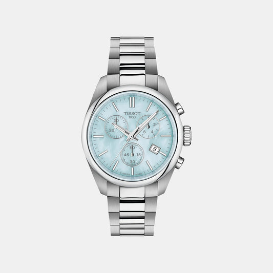 Pr 100 Women Quartz Blue Dial Chronograph Stainless Steel Watch T1502171113100