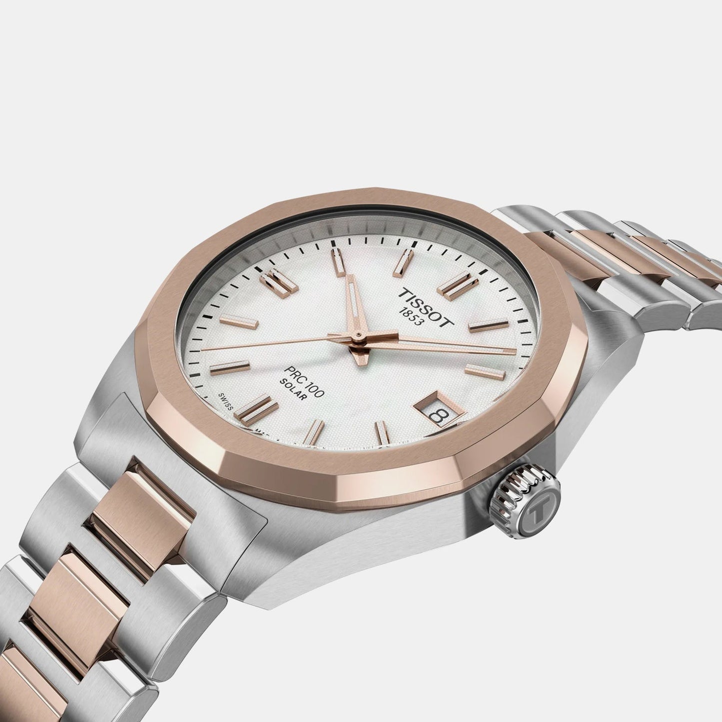 PRC 100 Women Solar Mother Of Pearl Dial Analog Stainless Steel Watch T1518222211100