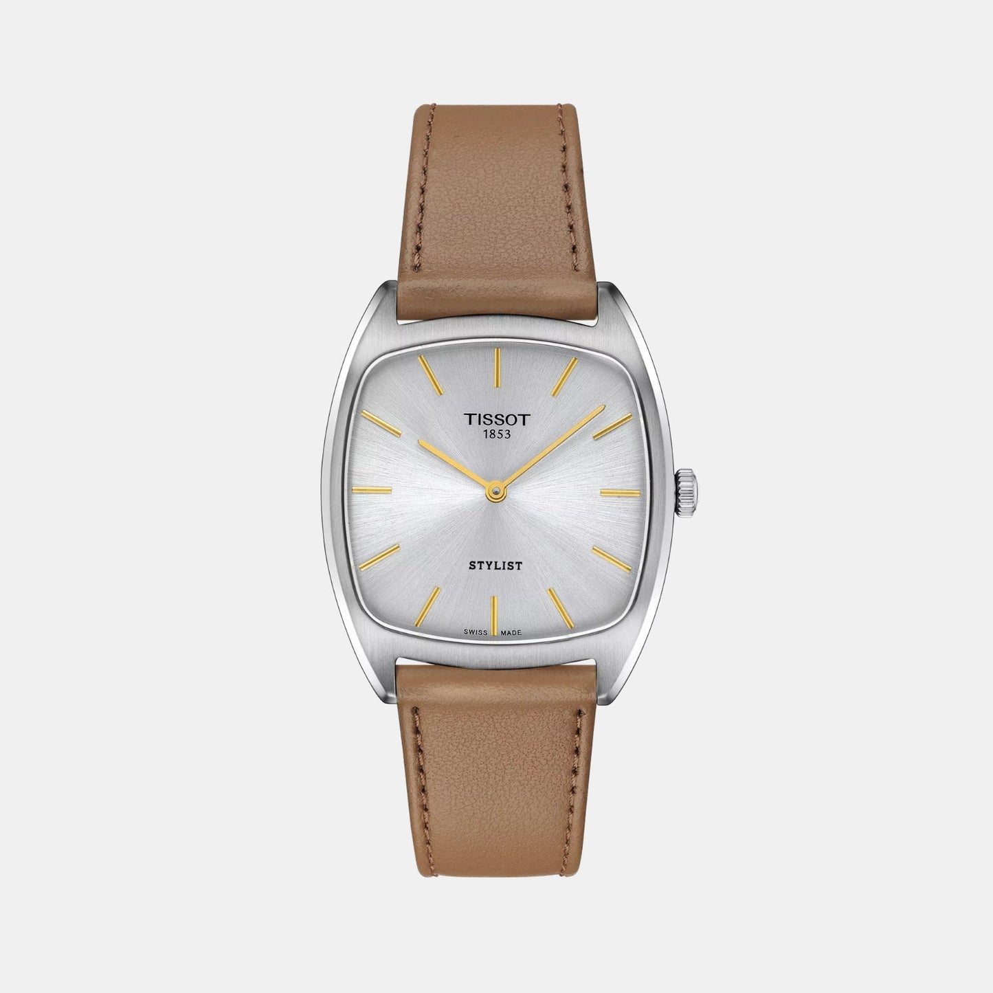 Stylist Unisex Quartz Silver Dial Analog Leather Watch T1599091603100