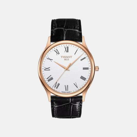 T-Gold Men Quartz Silver Dial Analog Leather Watch T9264107601300