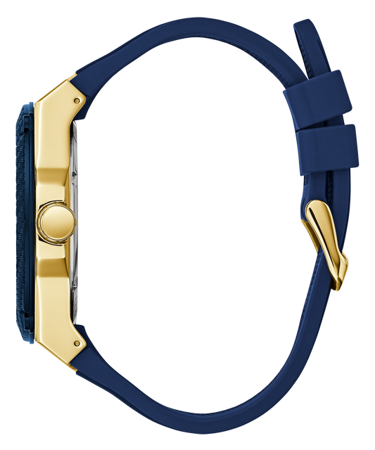 GUESS Mens Blue Gold Tone Multi-function Watch
