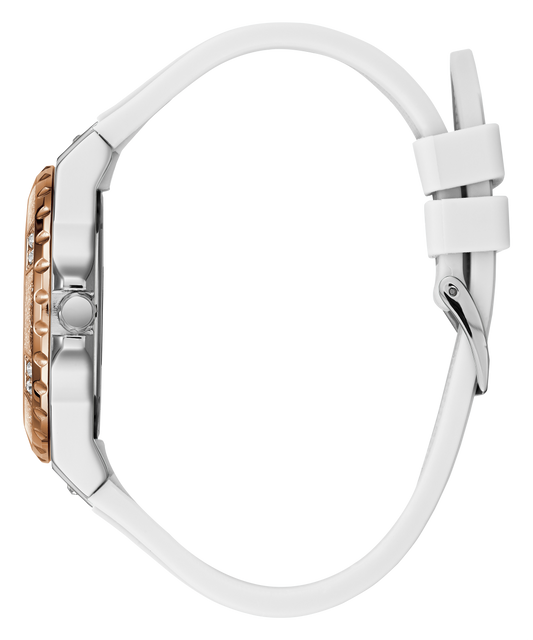 GUESS Ladies White Silver Tone Multi-function Watch