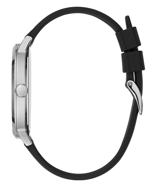 GUESS Mens Black Silver Tone Analog Watch