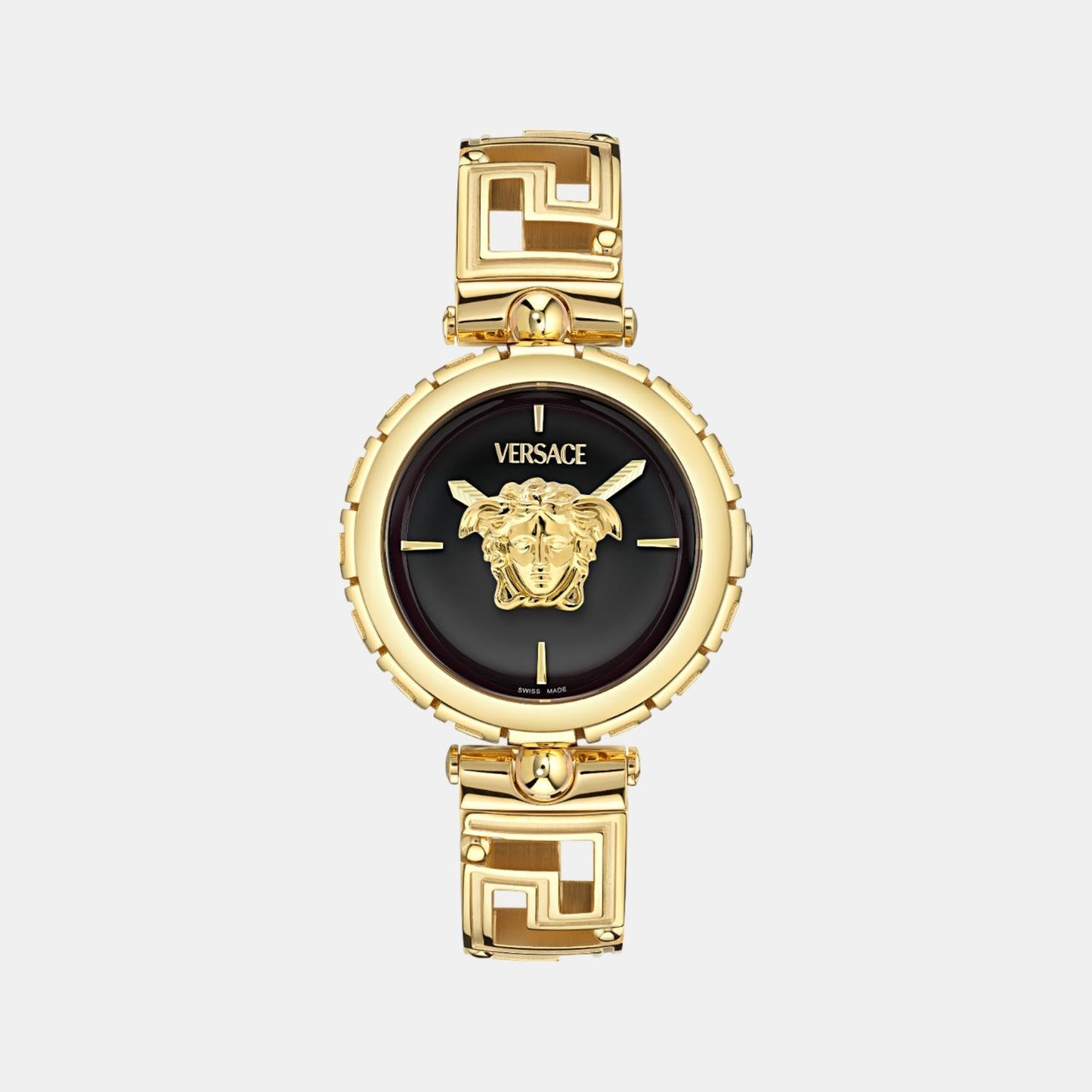 Medusa Jewel Women Quartz Black Dial Analog Stainless Steel Watch VE0B00525
