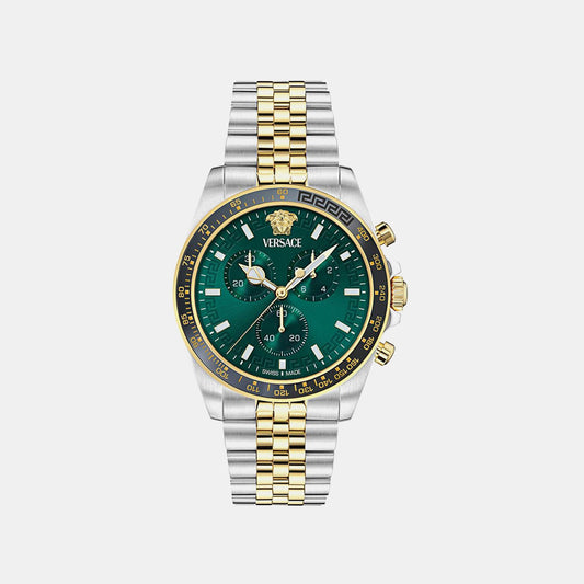 Greca Chr Wave (Wc-0H) Men Quartz Green Dial Chronograph Stainless Steel Watch VE0H00425