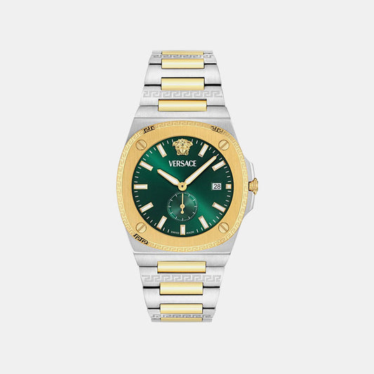 Versace Tolomeo (Wc-0V) Men Quartz Green Dial Analog Stainless Steel Watch VE0V00425