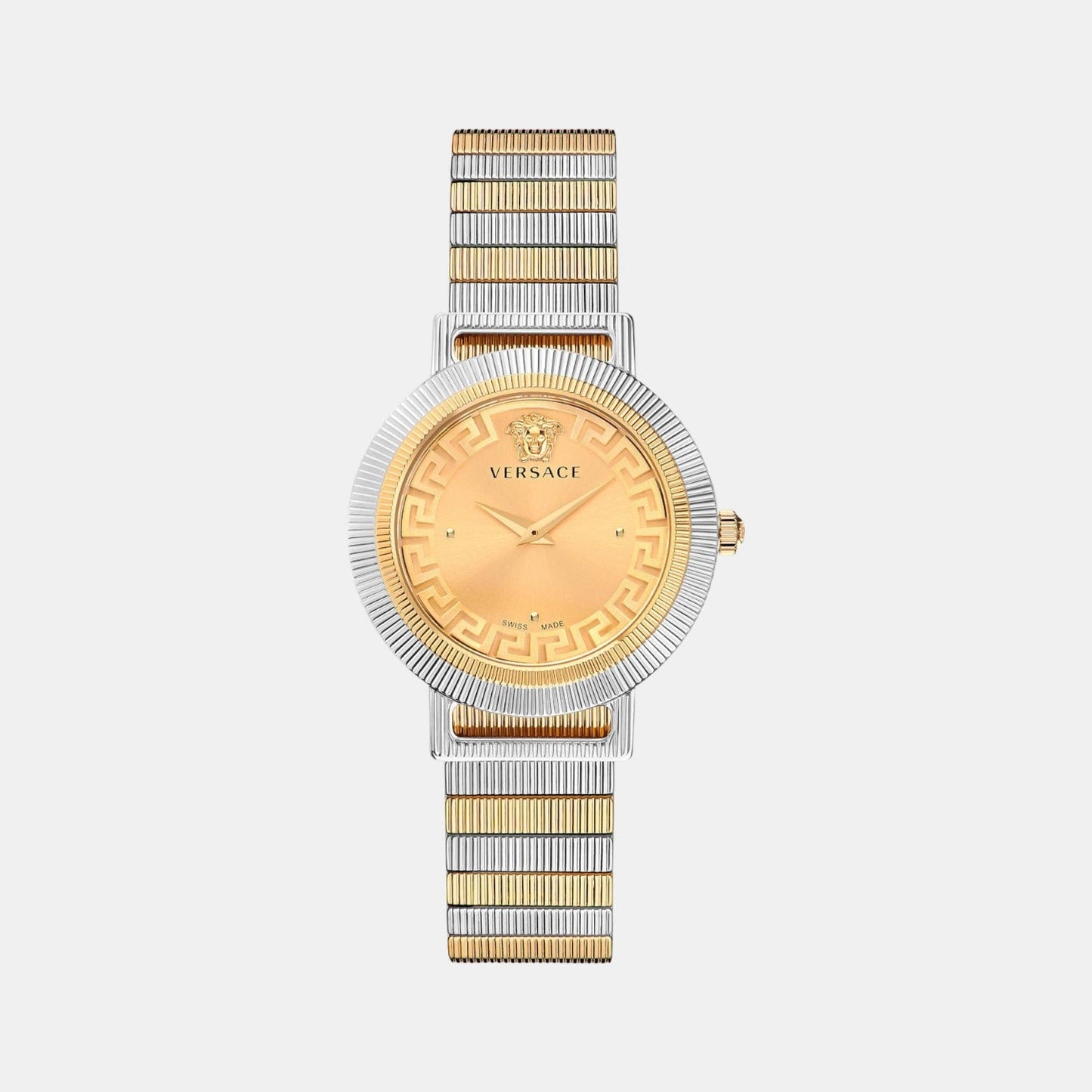 Greca Women Quartz Gold Dial Analog Stainless Steel Watch VE3D00422