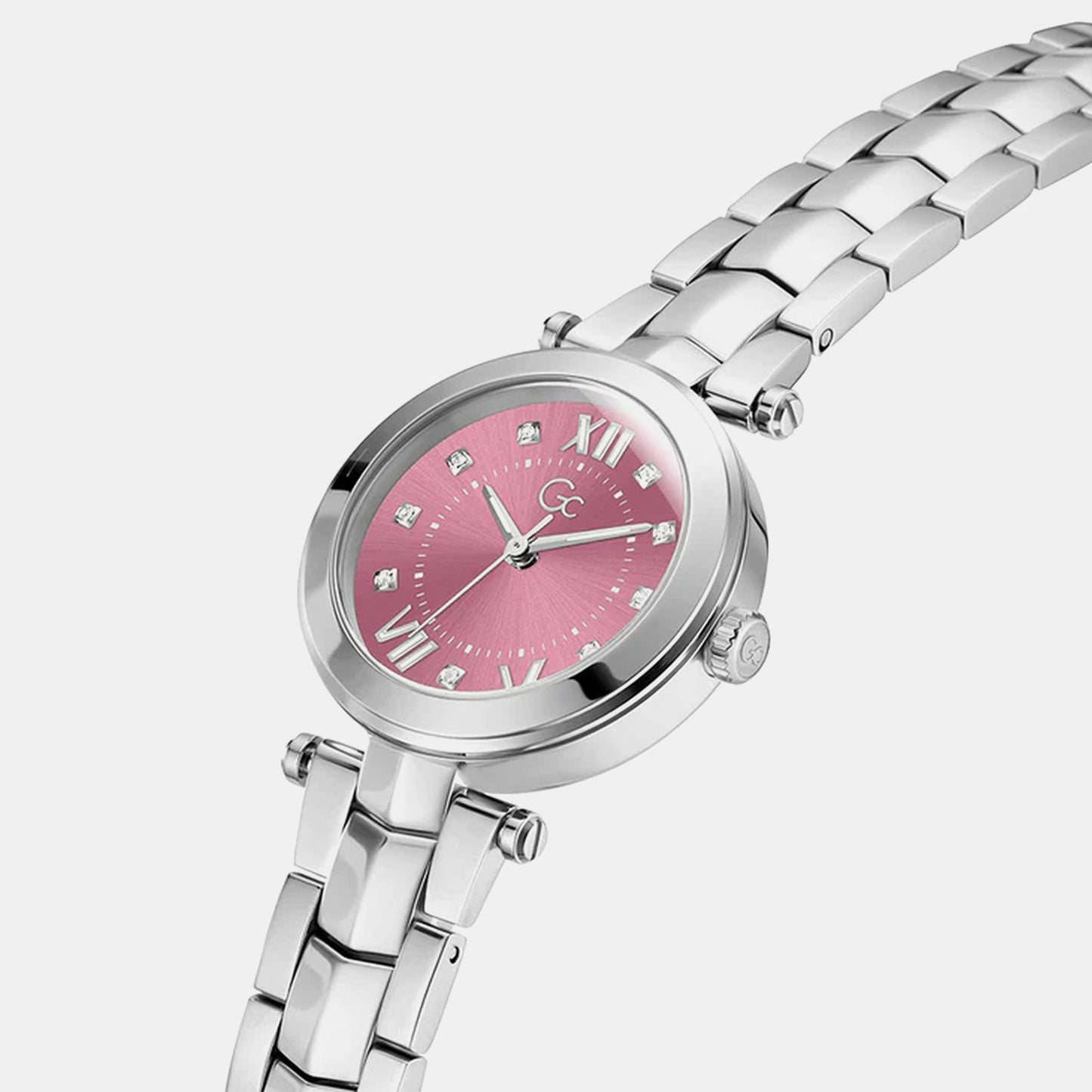 Gc Dress Women Quartz Pink Dial Analog Stainless Steel Watch Y93008L3