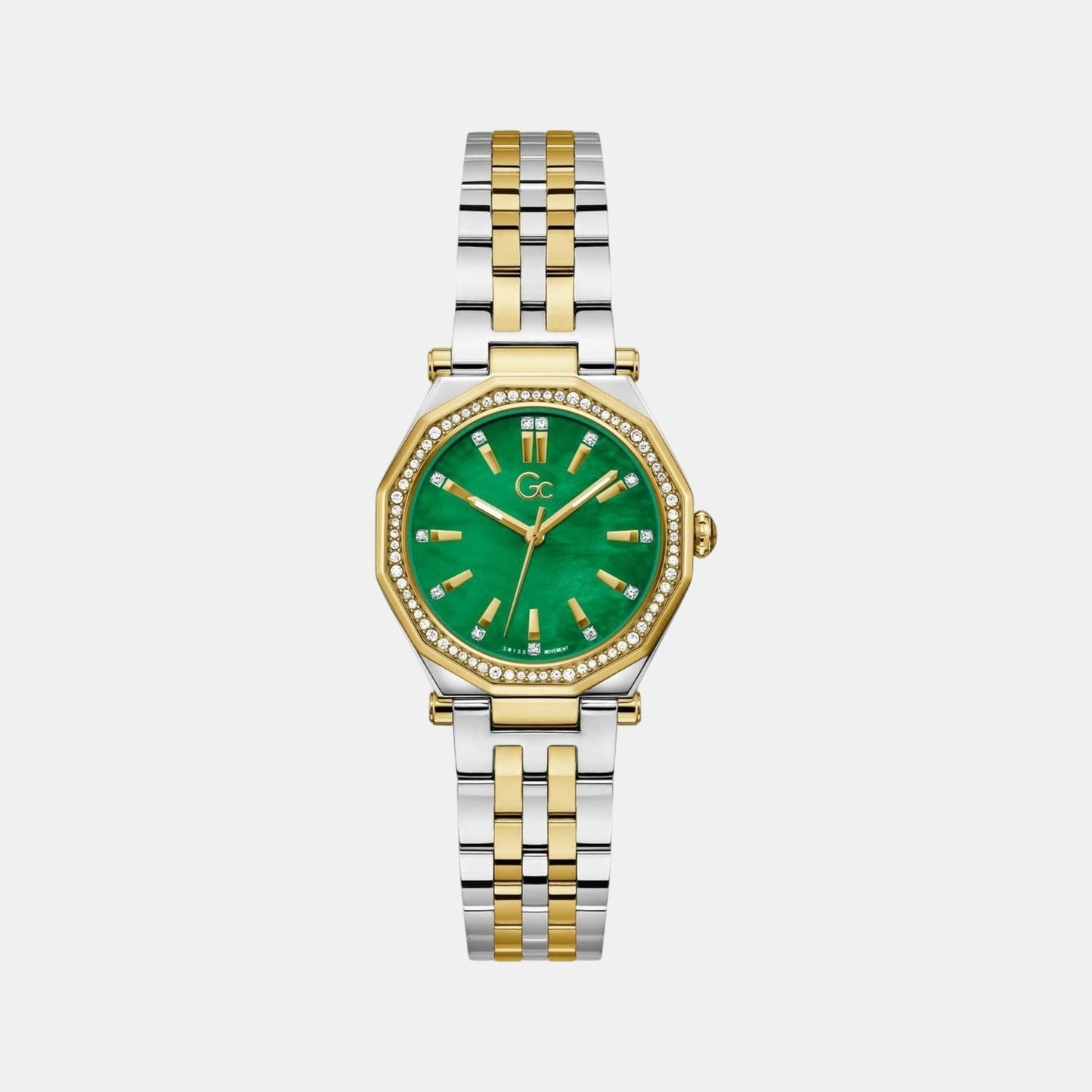 Gc Dress Women Quartz Green Dial Analog Stainless Steel Watch Z55003L9