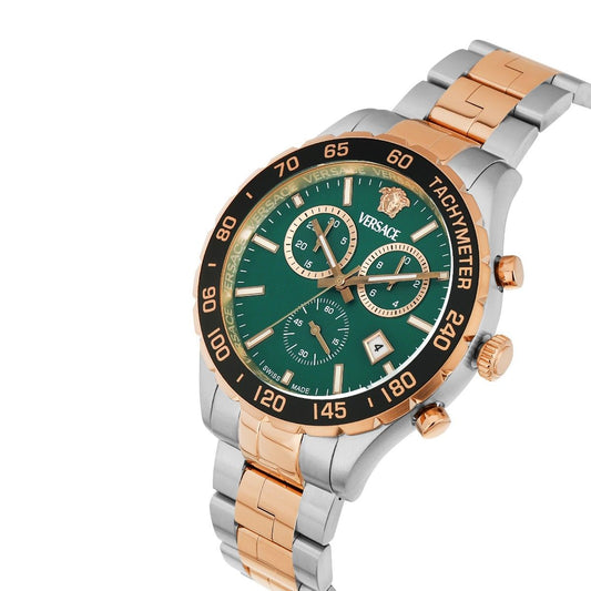Versace Men's Green Round Dial Analog Watch - Luxury Timepiece
