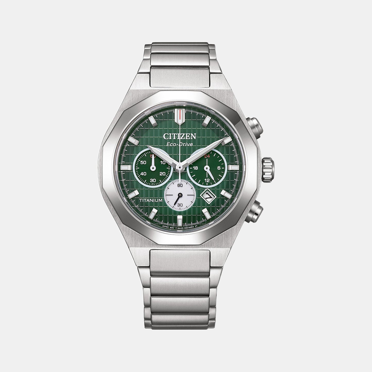 Zenshin Men Quartz Green Dial Chronograph Titanium Watch CA4691-59X