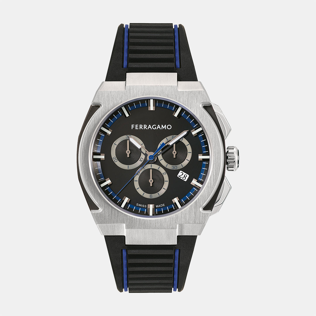 K2-Supreme Chrono 43Mm-Fw Men Quartz Black Dial Chronograph Silicone Watch SFK200123