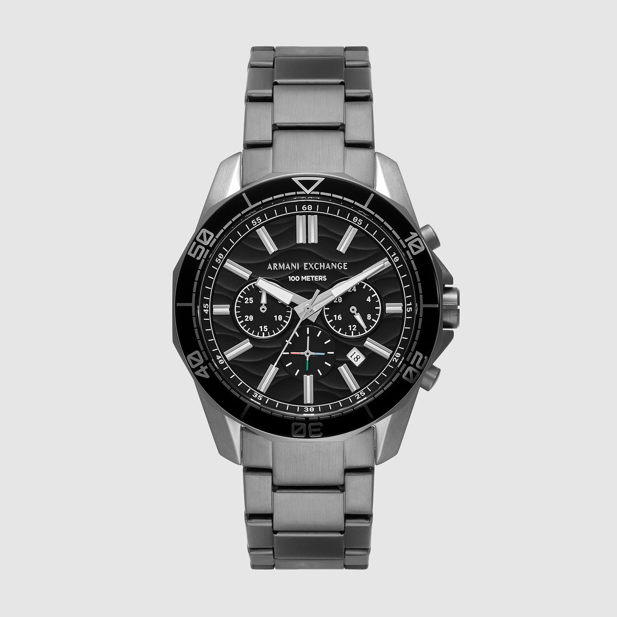 Spencer Men Quartz Black Dial Chronograph Stainless Steel Watch AX1959