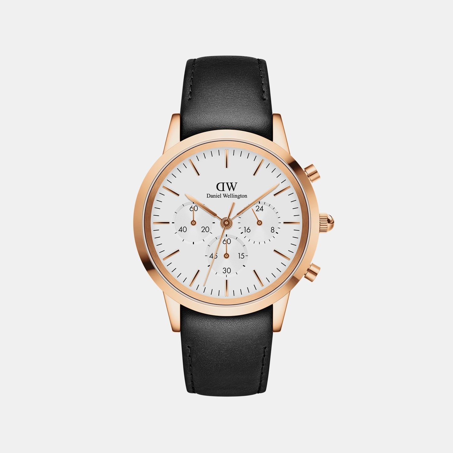 Iconic Men Quartz White Dial Analog Leather Watch DW00100646K