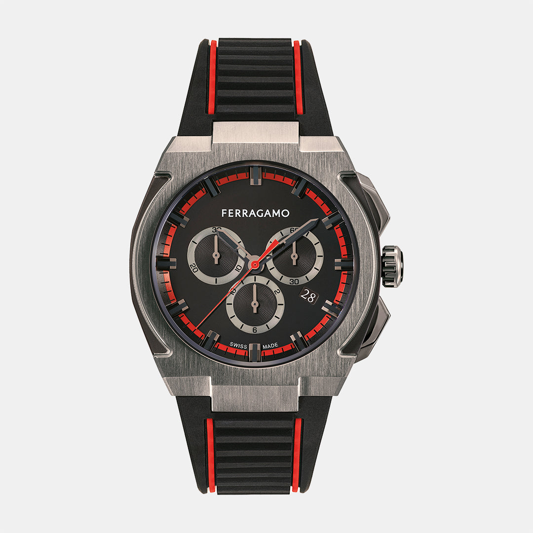 K2-Supreme Chrono 43Mm-Fw Men Quartz Black Dial Chronograph Silicone Watch SFK200323