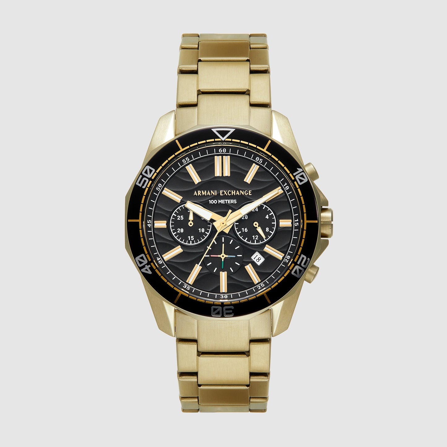 Spencer Men Quartz Black Dial Chronograph Stainless Steel Watch AX1958