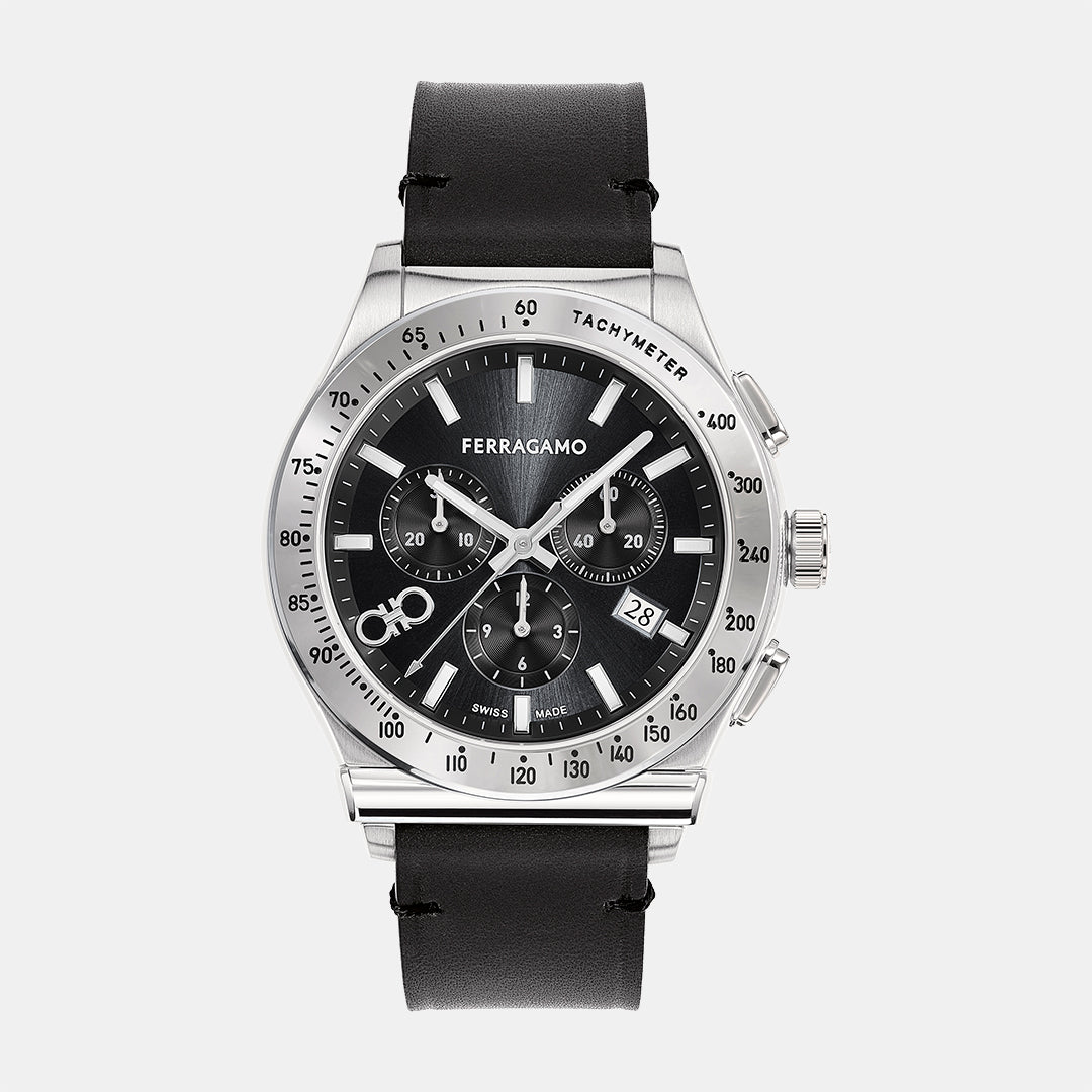 Kz-1927 Chrono 42Mm-Fw Men Quartz Black Dial Chronograph Leather Watch SFKZ00123