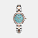 Women Quartz Blue Dial Analog Metal Watch 2015E-M1317
