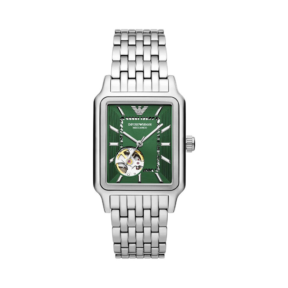 Emporio Armani Mens 36 Mm Green Dial Stainless Steel Analog Watch - AR60067