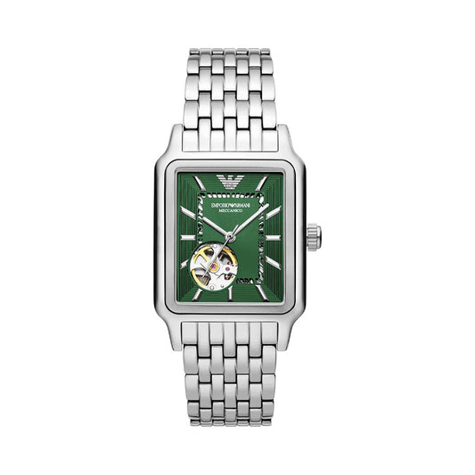 Emporio Armani Mens 36 Mm Green Dial Stainless Steel Analog Watch - AR60067
