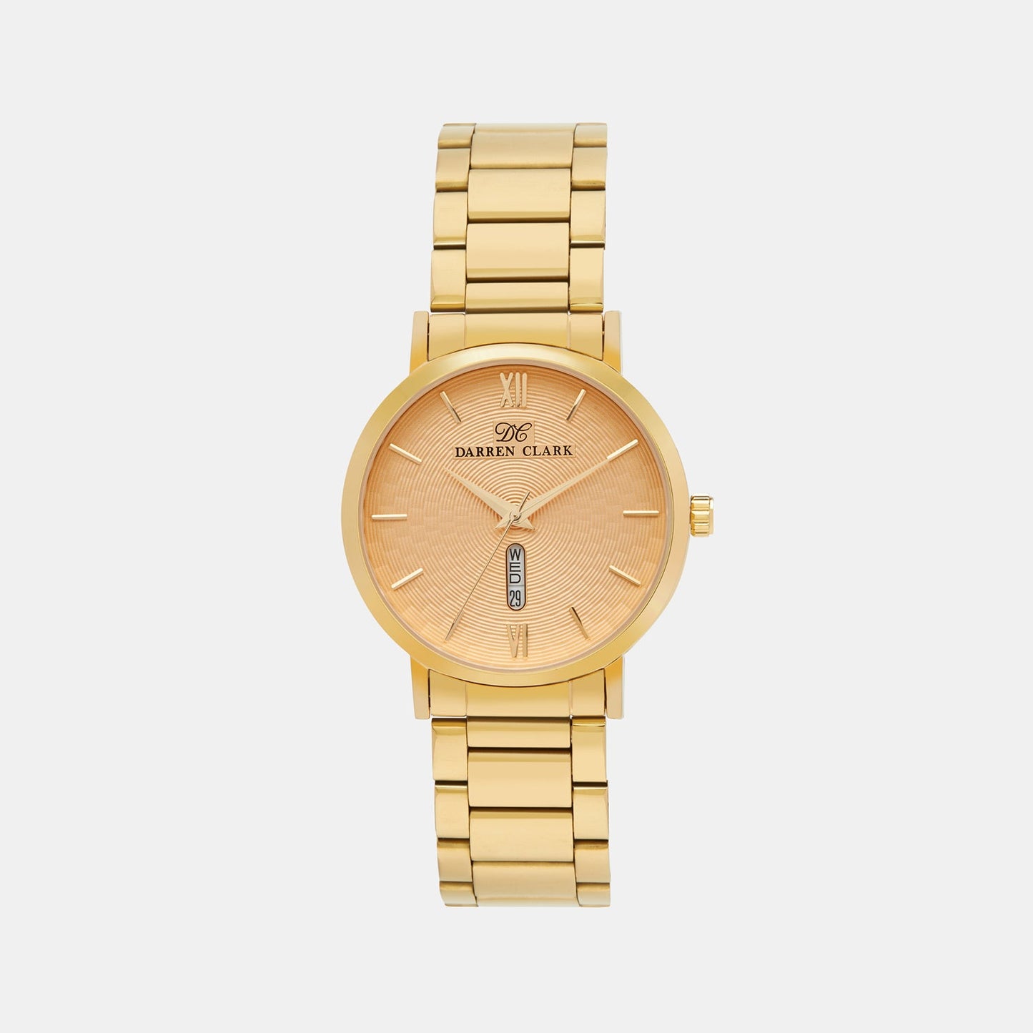 Men Quartz Gold Dial Analog Stainless Steel Watch 1002B-M0208