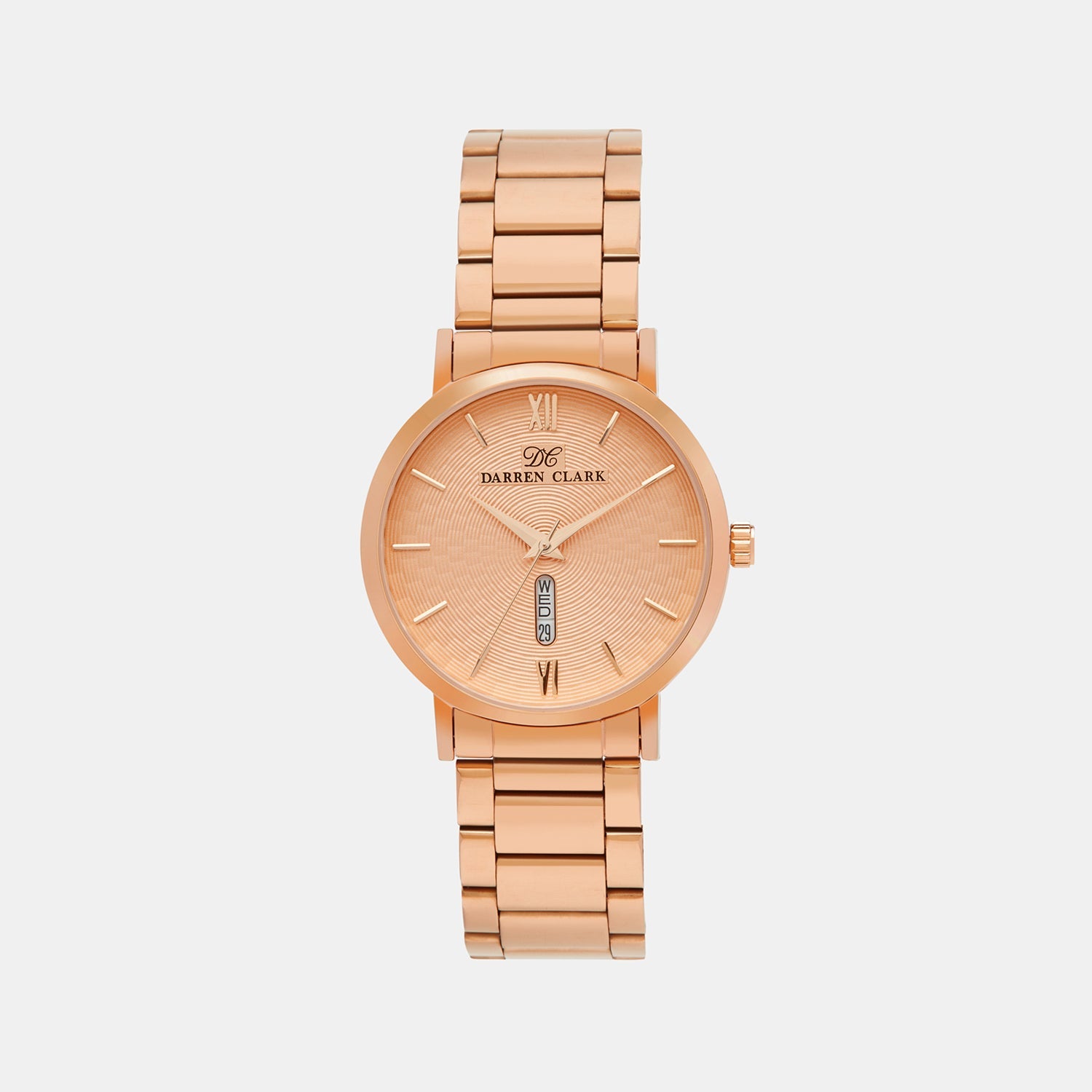 Men Quartz Rose Gold Dial Analog Stainless Steel Watch 1002C-M0307