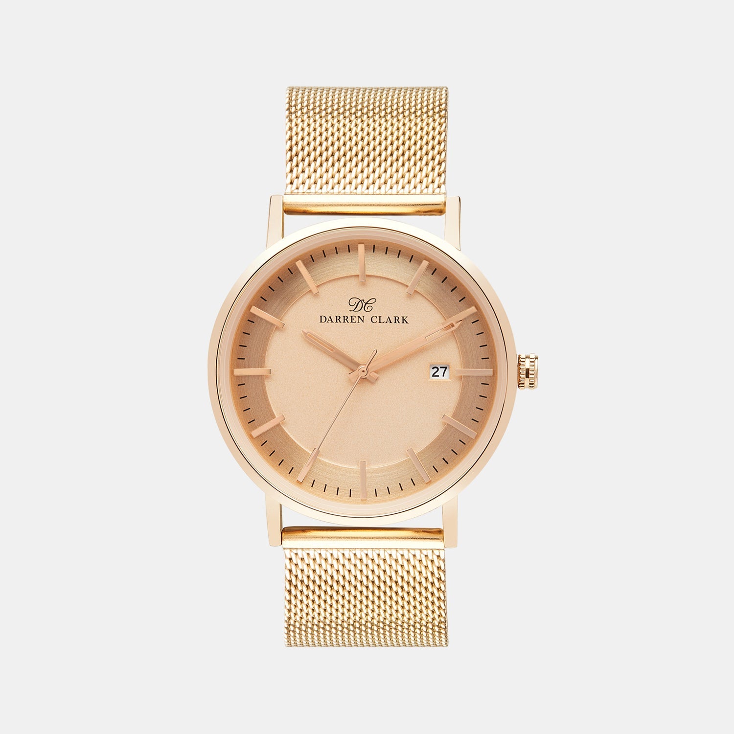 Men Quartz Rose Gold Dial Analog Mesh Watch 1004C-E0307