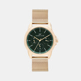 Men Quartz Green Dial Chronograph Mesh Watch 1007C-E0314