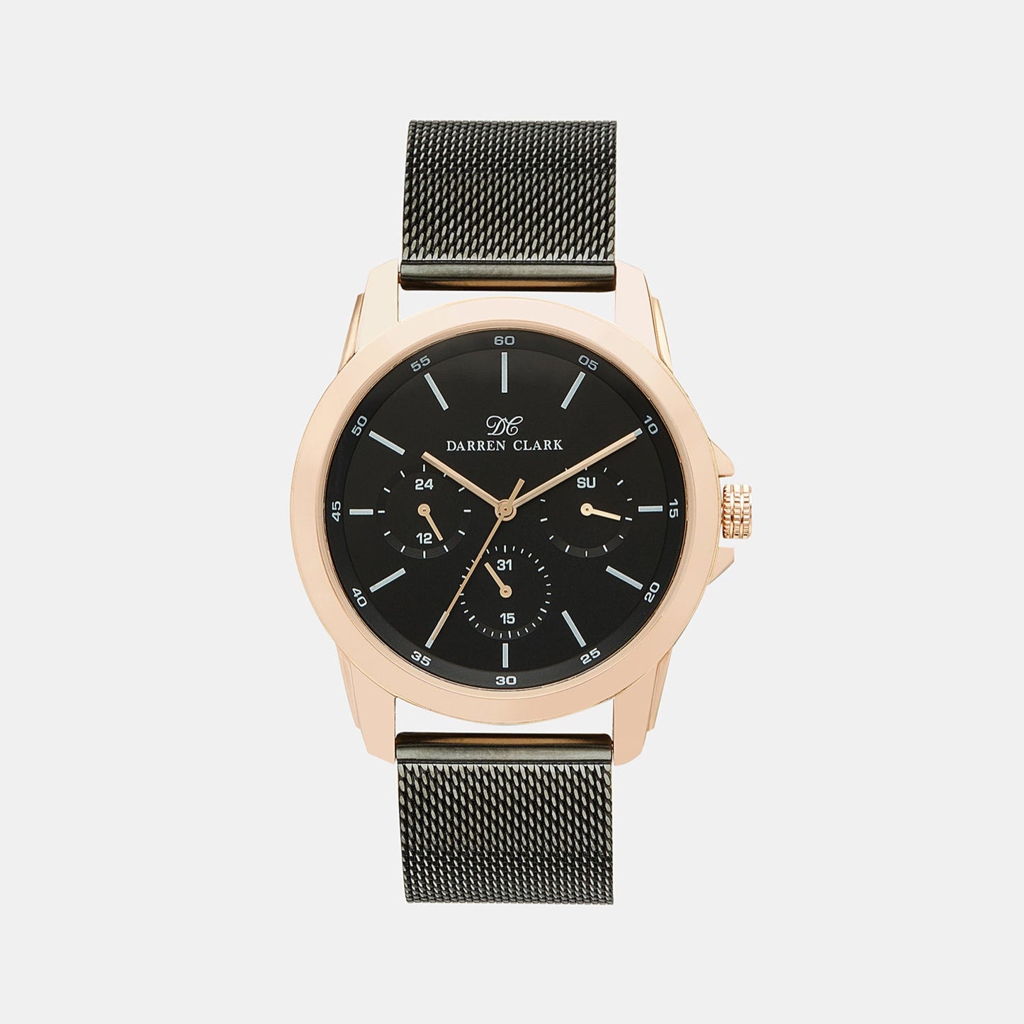 Men Quartz Black Dial Chronograph Mesh Watch 1007F-E0304