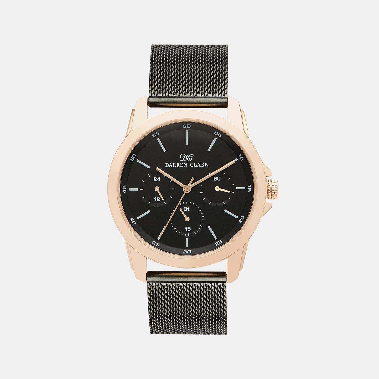 Men Quartz Black Dial Chronograph Mesh Watch 1007F-E0304