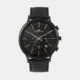 Men Quartz Black Dial Chronograph Leather Watch 1015F-L0404