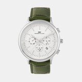 Men Quartz White Dial Chronograph Leather Watch 1015L-L0103