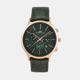 Men Quartz Green Dial Chronograph Leather Watch 1015L-L0314