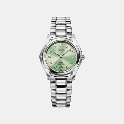 1911 Women Quartz Green Dial Analog Stainless Steel Watch 1216579