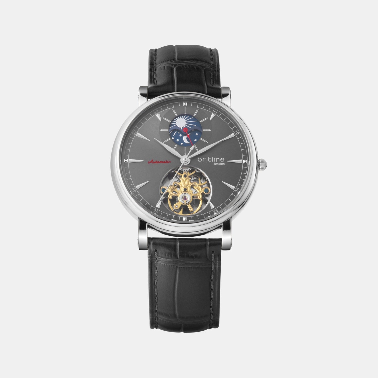 Jupiter Men Automatic Grey Dial Analog Leather Watch 127-L10406