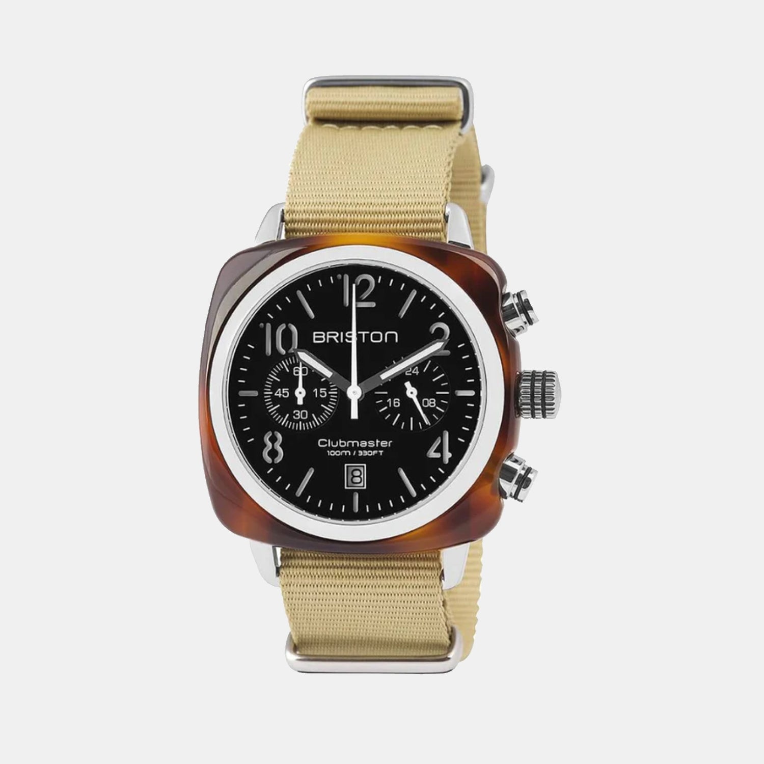 Clubmaster Classic Women Quartz Black Dial Chronograph NATO Watch 13140.SA.T.1.NK