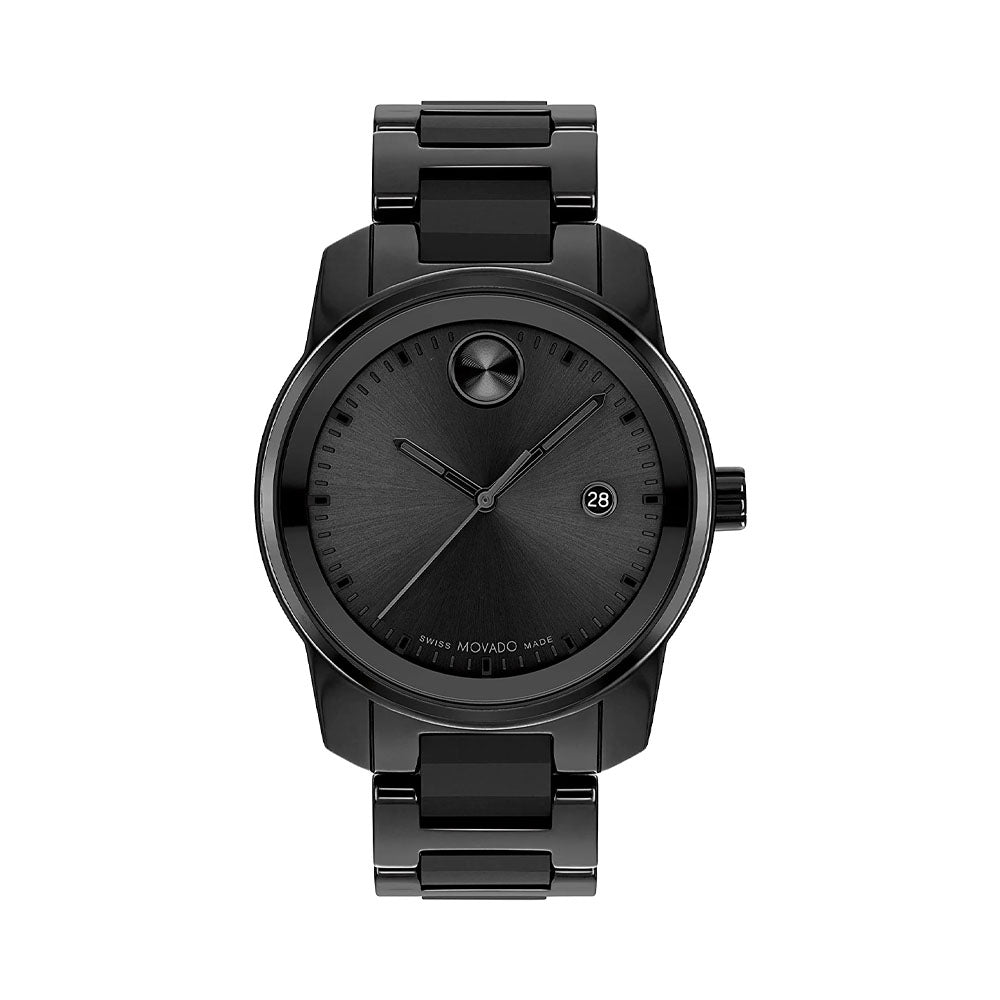 Movado BOLD Verso Black Ceramic & IP Grey Stainless Steel Bracelet Watch, 42mm - 3600863