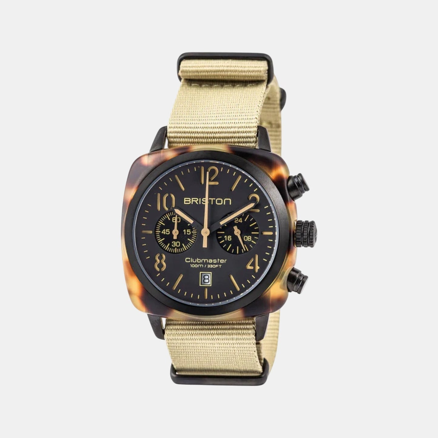 Clubmaster Classic Unisex Quartz Black Dial Chronograph NATO Watch 14140.PBAM.TS.5.NK
