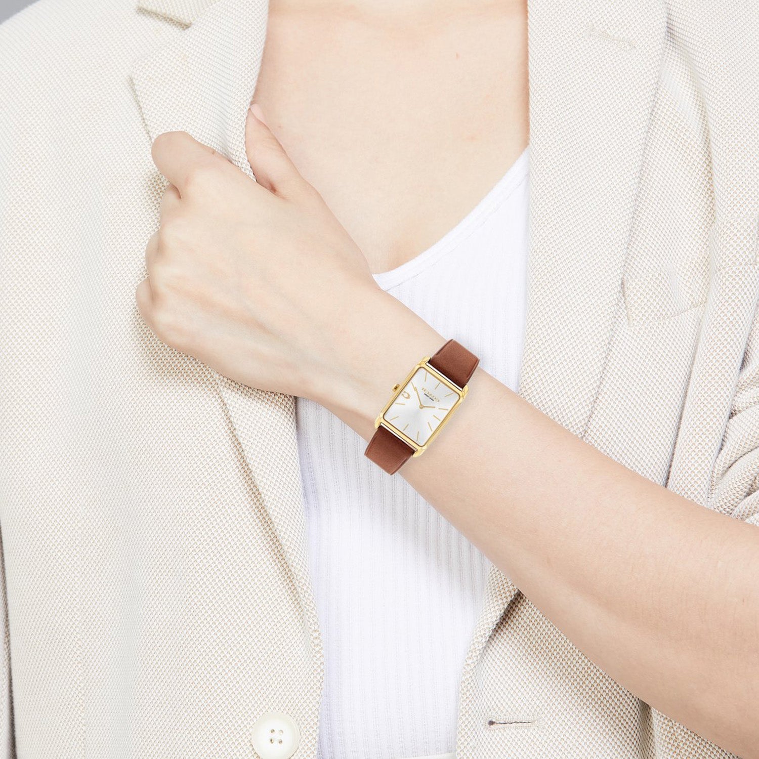 Unisex Quartz Silver Dial Analog Leather Watch 14400044