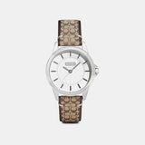 Women Quartz Silver Dial Analog Leather Watch 14501525