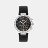 Andra Women Quartz Black Dial Chronograph Leather Watch 1502689