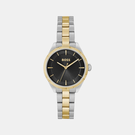 Sage Women Quartz Black Dial Analog Stainless Steel Watch 1502730