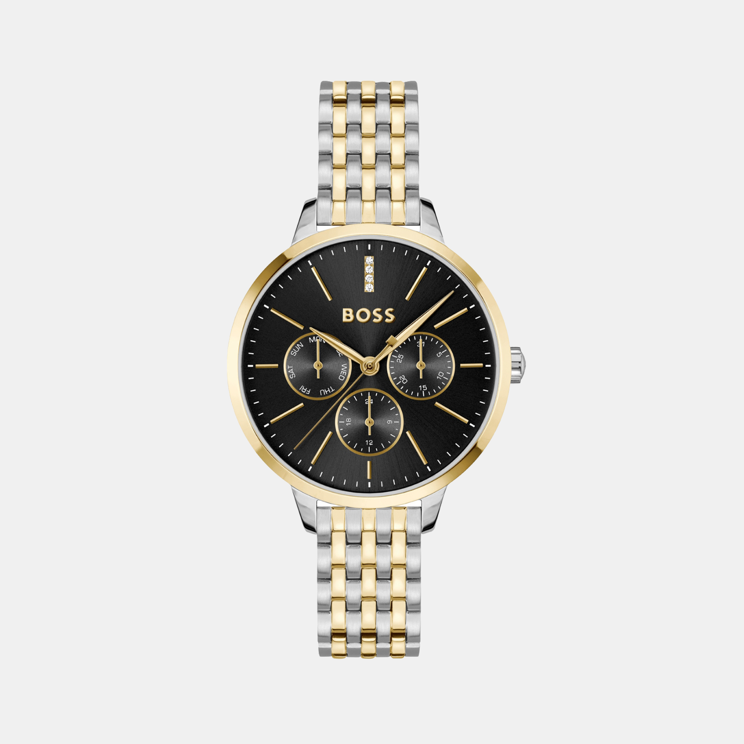 Symphony Le Women Quartz Black Dial Multi-Function Stainless Steel Watch 1502783